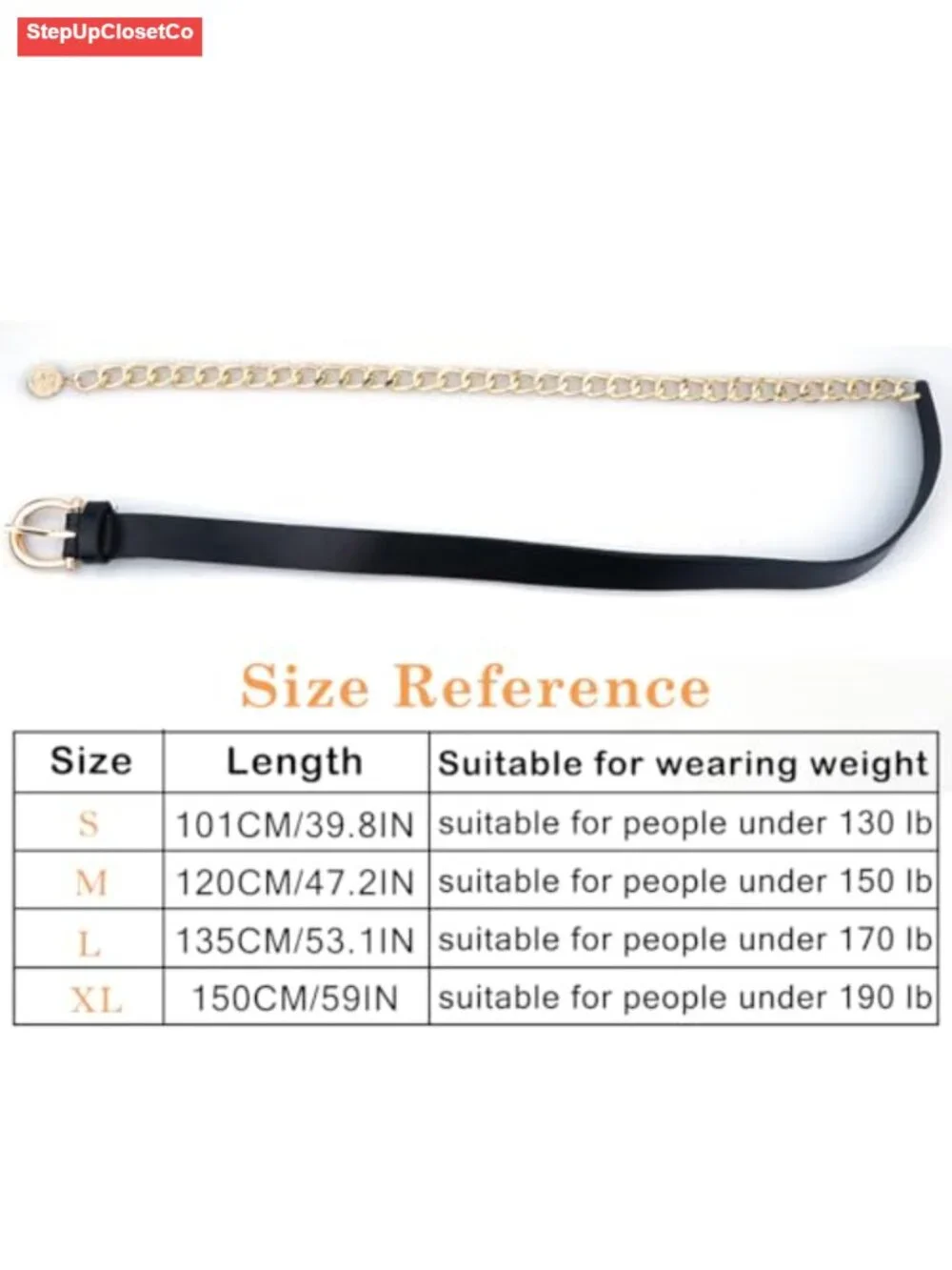 Chunky Waist Chain Belt PU Leather Belly Link S-4X